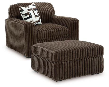 Midnight-Madness Chocolate Oversized Chair and Ottoman from Ashley - Luna Furniture