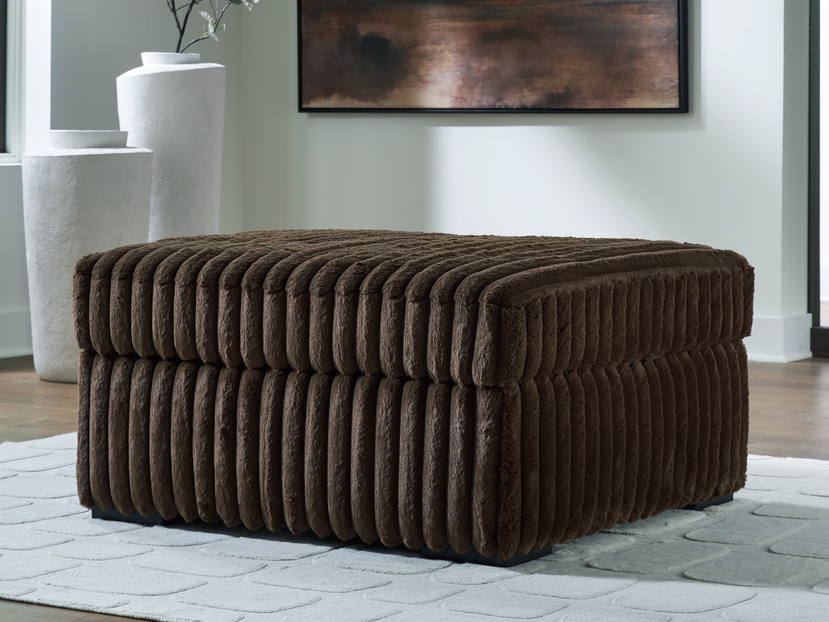 Midnight-Madness Chocolate Ottoman – Luna Furniture