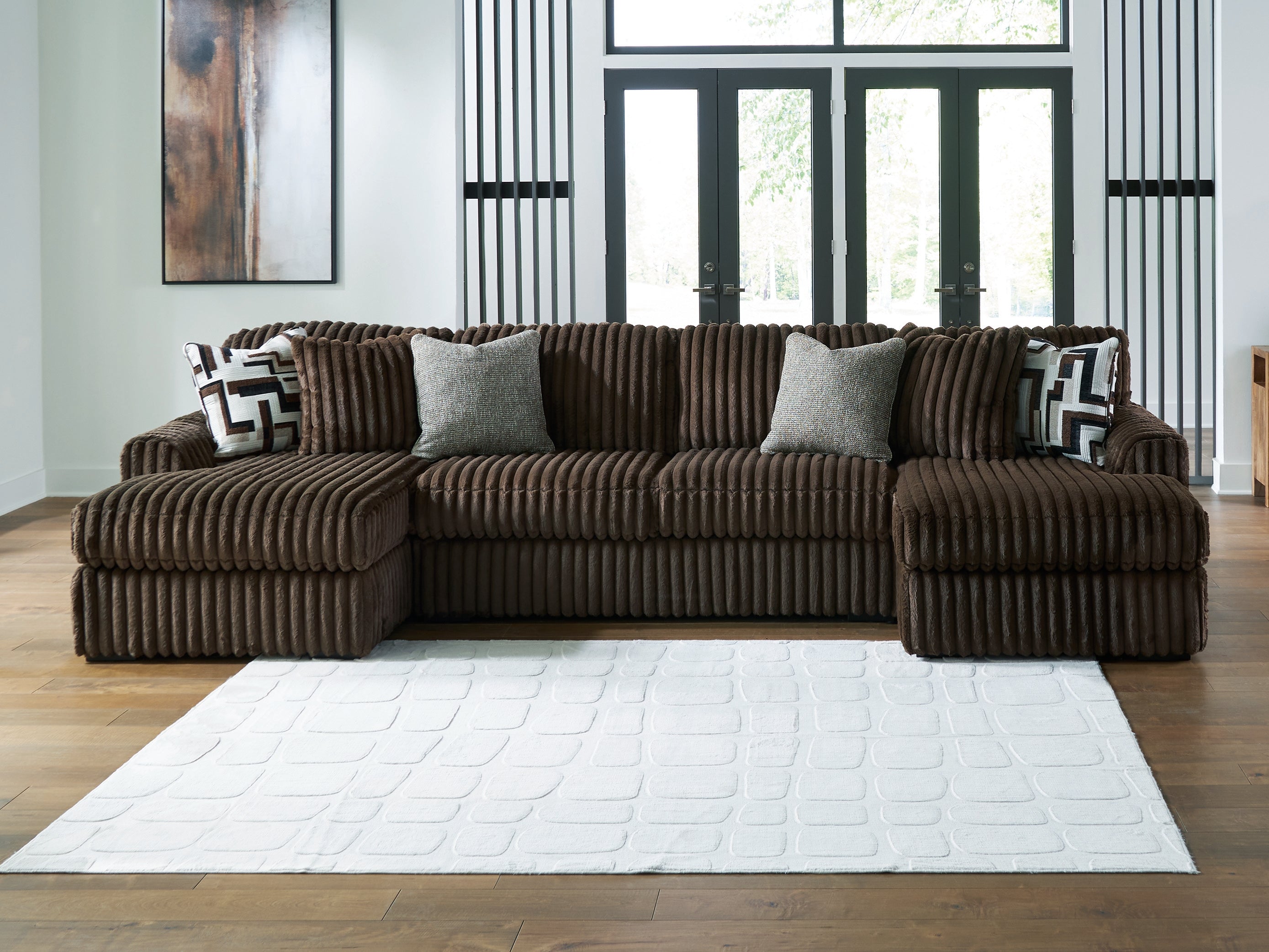 Midnight-Madness Chocolate 3-Piece Double Chaise Sectional – Luna