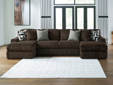 Midnight-Madness Chocolate 3-Piece Double Chaise Sectional from Ashley Furniture - Luna Furniture
