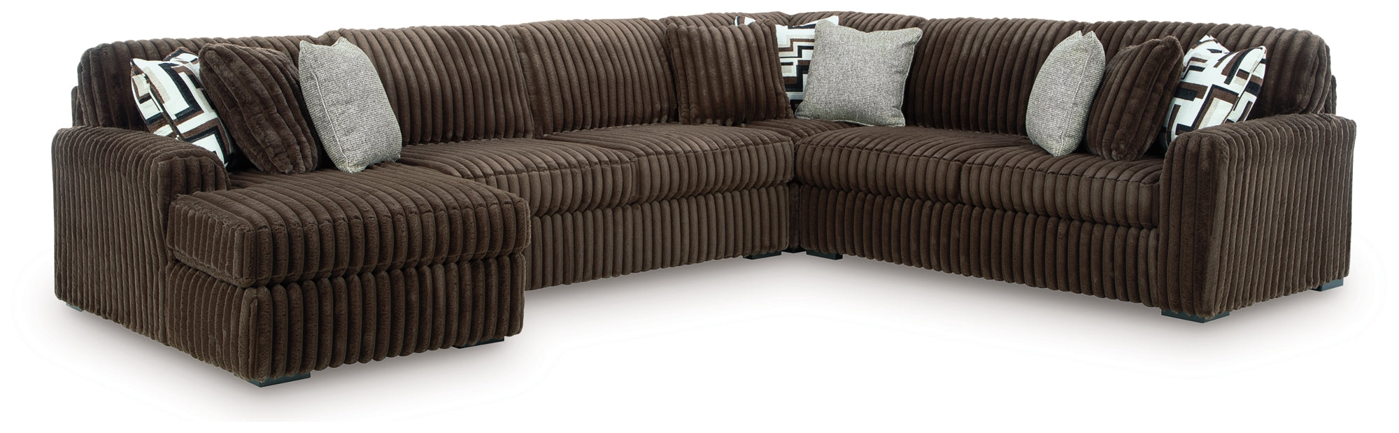 Ashley Midnight-Madness Chocolate 4-Piece LAF Chaise Sectional
