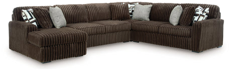 Midnight-Madness Chocolate 4-Piece LAF Chaise Sectional from Ashley - Luna Furniture