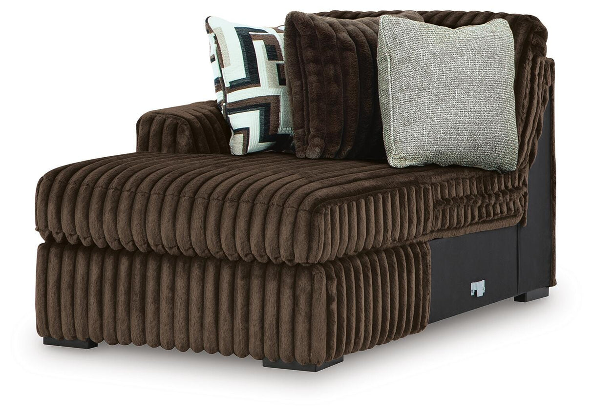 Midnight-Madness Chocolate 3-Piece Sectional with Ottoman from Ashley - Luna Furniture