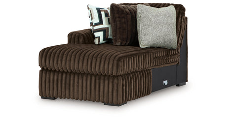Midnight-Madness Chocolate 3-Piece Sectional with Ottoman from Ashley - Luna Furniture