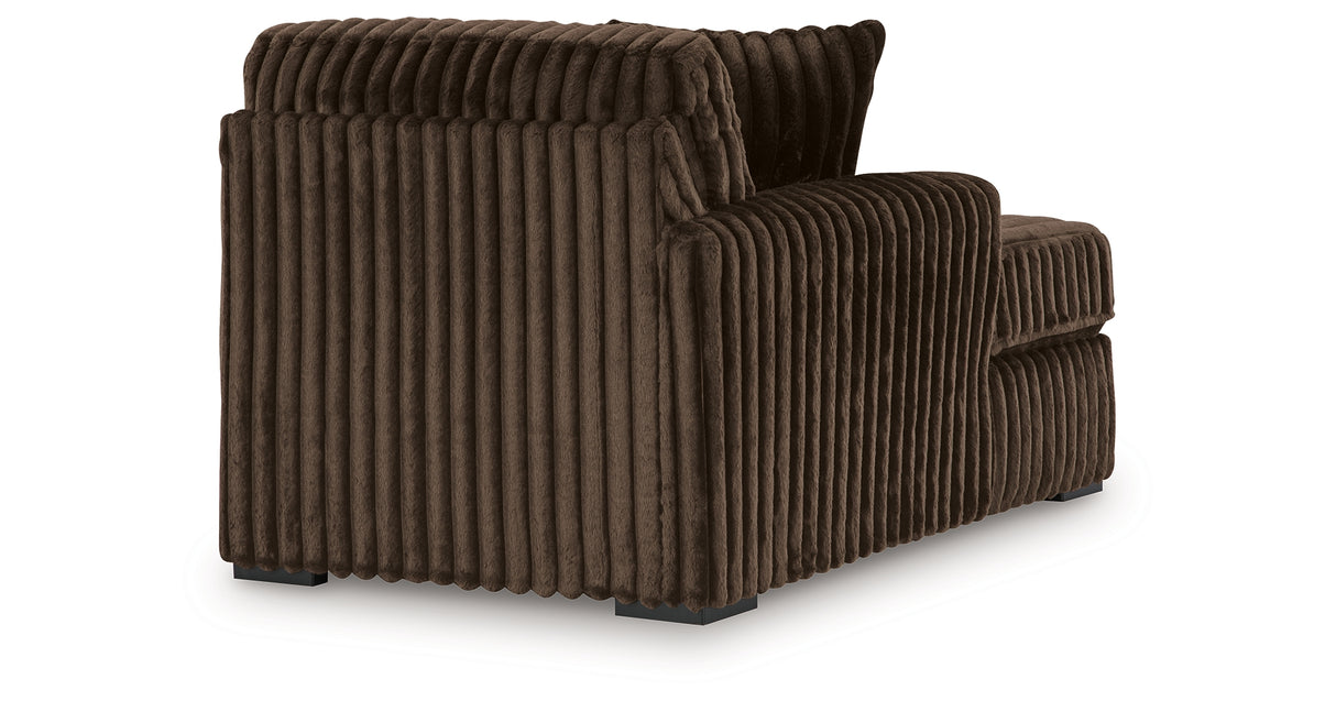Midnight-Madness Chocolate 3-Piece Sectional with Ottoman from Ashley - Luna Furniture