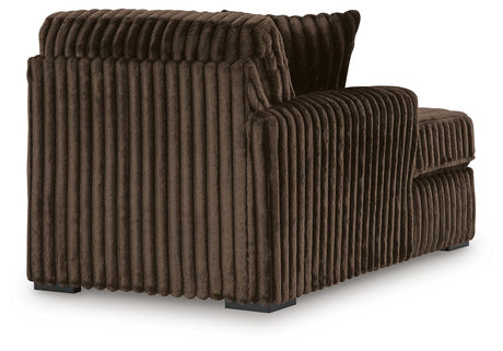 Midnight-Madness Chocolate 3-Piece Sectional with Ottoman from Ashley - Luna Furniture