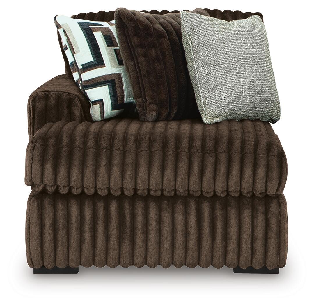 Midnight-Madness Chocolate 3-Piece Sectional with Ottoman from Ashley - Luna Furniture