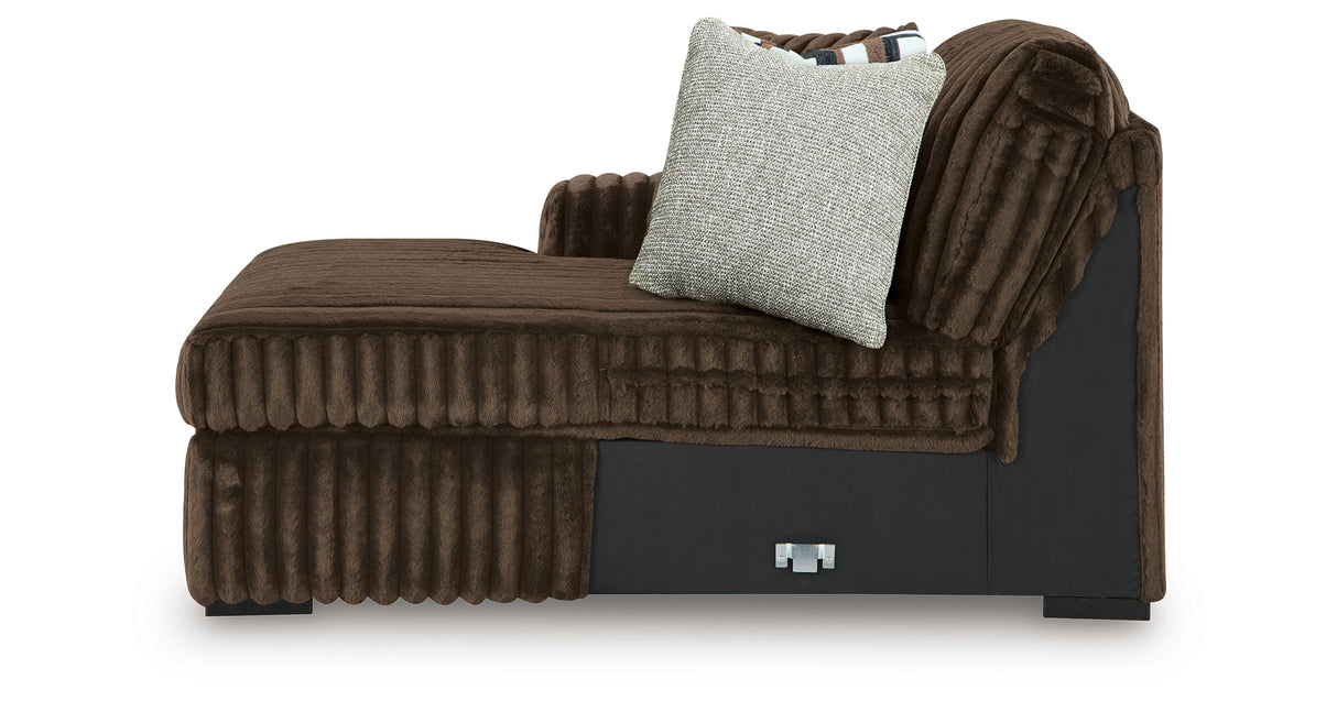 Midnight-Madness Chocolate 3-Piece Sectional with Ottoman from Ashley - Luna Furniture
