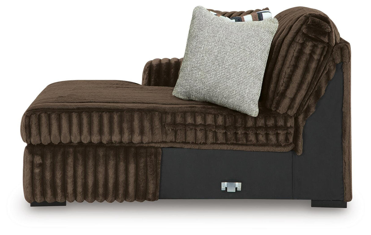 Midnight-Madness Chocolate 3-Piece Sectional with Ottoman from Ashley - Luna Furniture