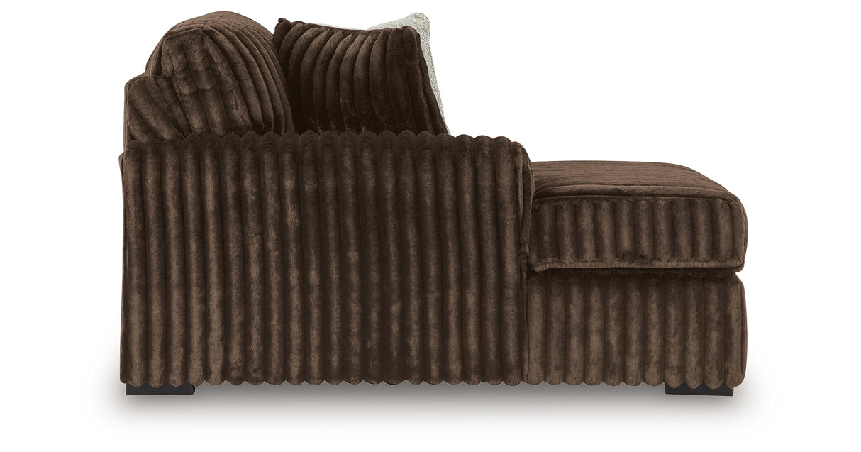 Midnight-Madness Chocolate 3-Piece Sectional with Ottoman from Ashley - Luna Furniture