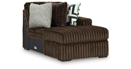 Midnight-Madness Chocolate 3-Piece Sectional with Ottoman from Ashley - Luna Furniture
