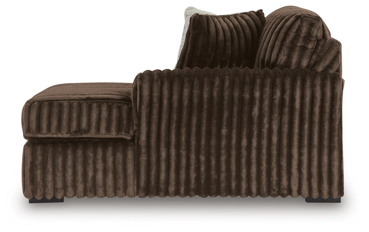Midnight Madness Chocolate 2-Piece Sectional and Ottoman from Ashley Furniture - Luna Furniture