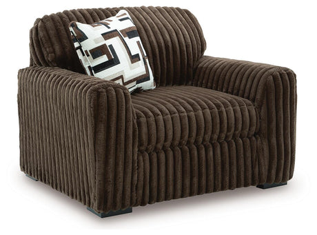 Midnight-Madness Chocolate 3-Piece Sectional, Oversized Chair and Ottoman from Ashley - Luna Furniture