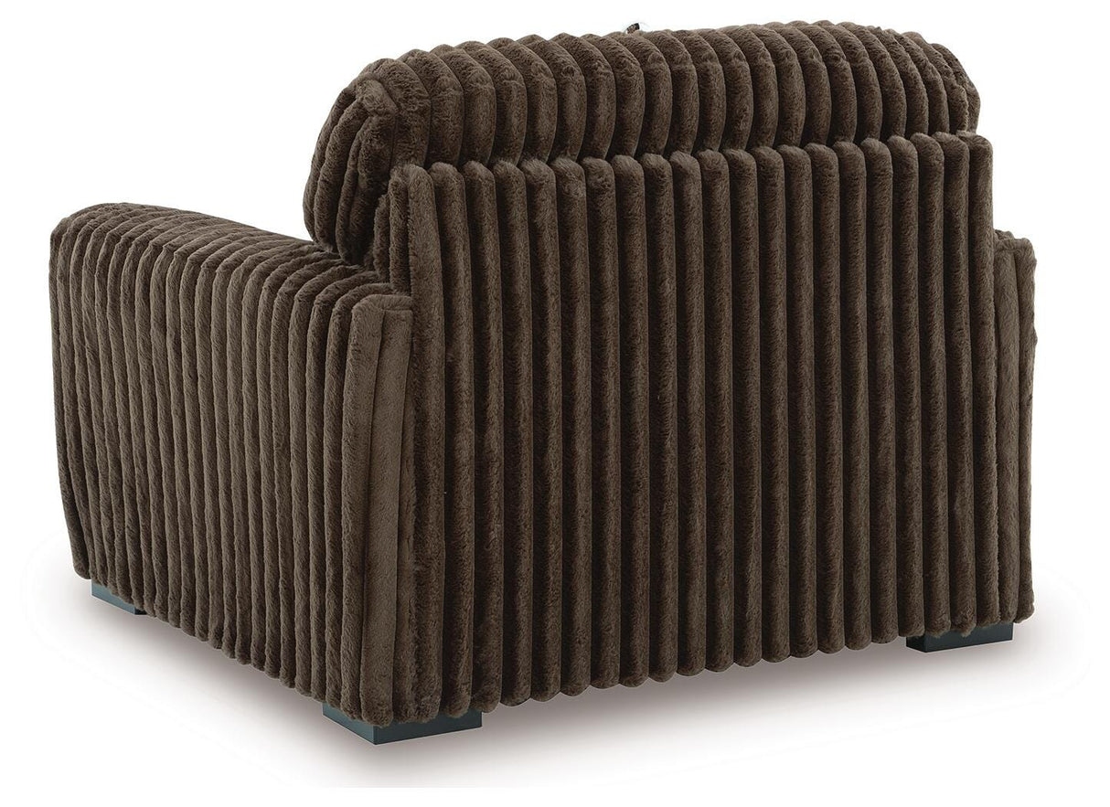 Midnight-Madness Dark Brown 4-Piece Sectional with Chaise, Oversized Chair and Ottoman from Ashley Furniture - Luna Furniture