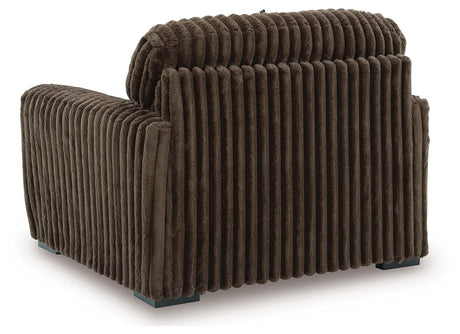 Midnight-Madness Chocolate 3-Piece Sectional, Oversized Chair and Ottoman from Ashley - Luna Furniture