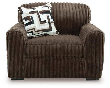 Midnight-Madness Chocolate 3-Piece Sectional, Oversized Chair and Ottoman from Ashley - Luna Furniture
