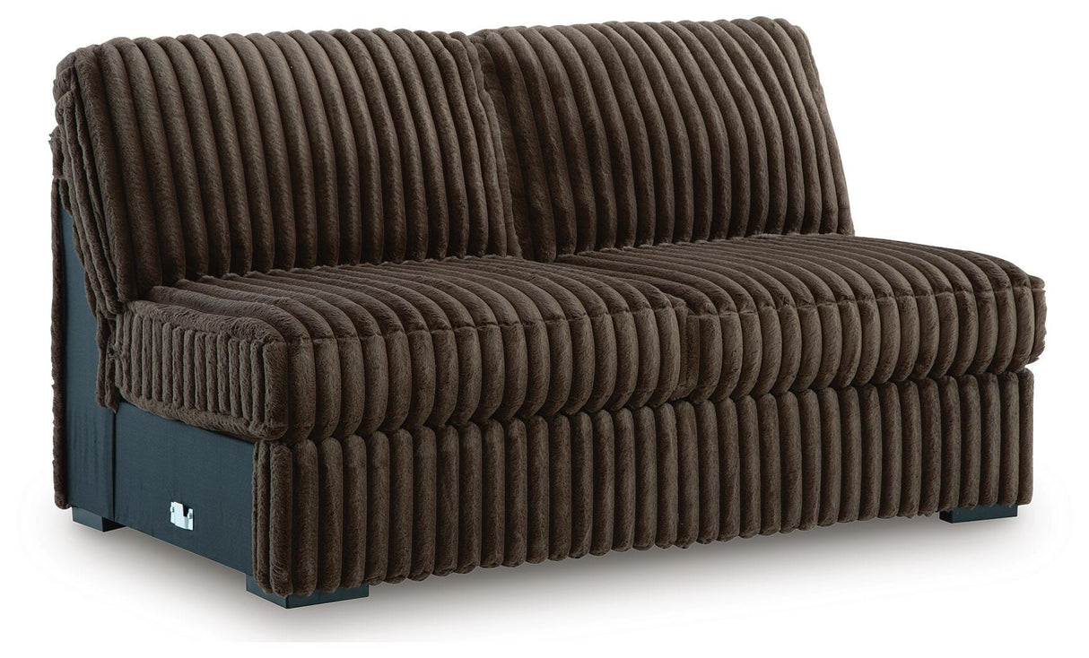 Midnight-Madness Chocolate 3-Piece Sectional with Ottoman from Ashley - Luna Furniture