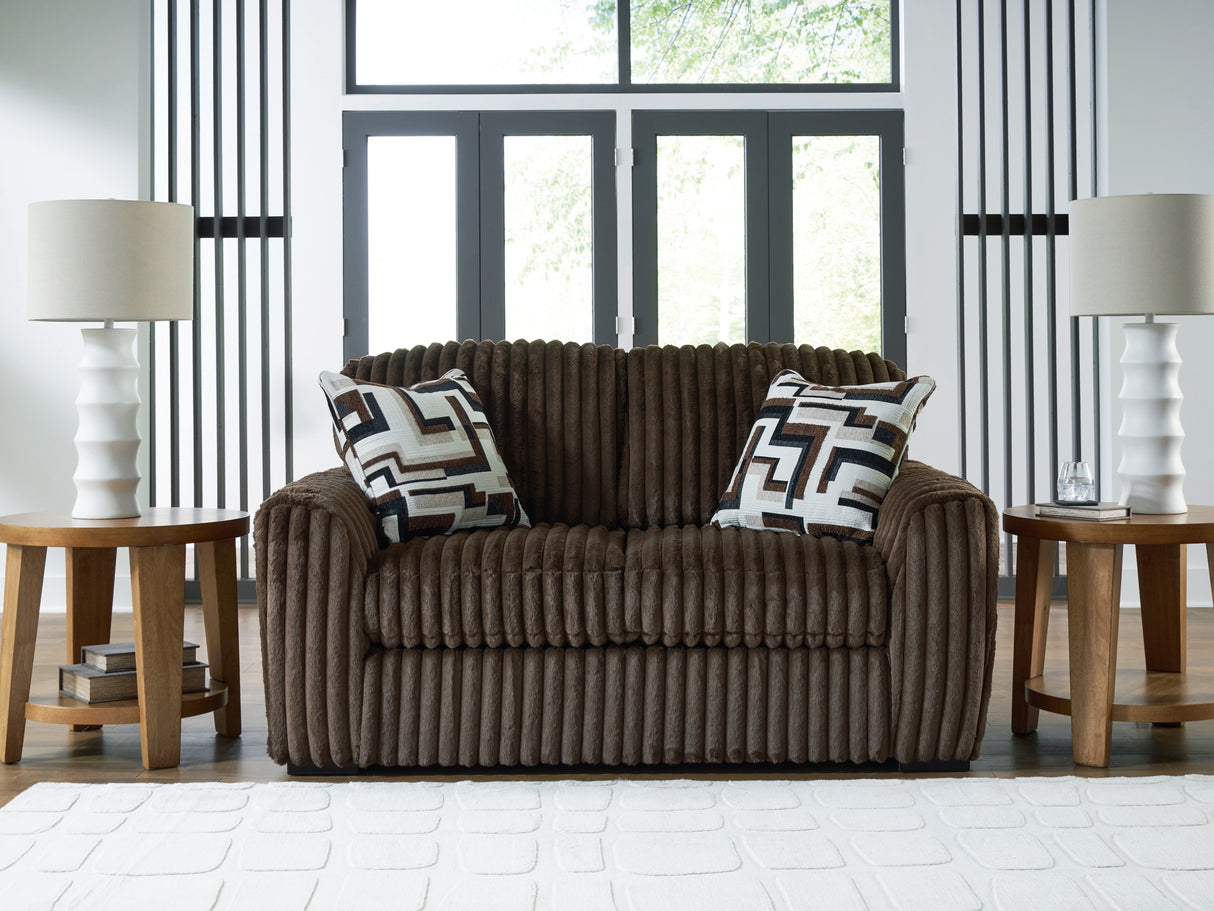 Midnight-Madness Chocolate Loveseat from Ashley Furniture - Luna Furniture