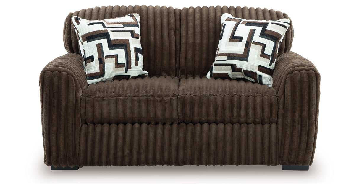 Midnight-Madness Chocolate Loveseat from Ashley Furniture - Luna Furniture