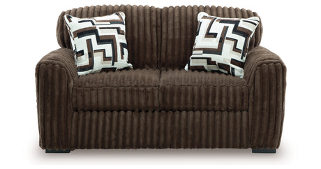 Midnight-Madness Chocolate Loveseat, Oversized Chaise and Ottoman from Ashley Furniture - Luna Furniture