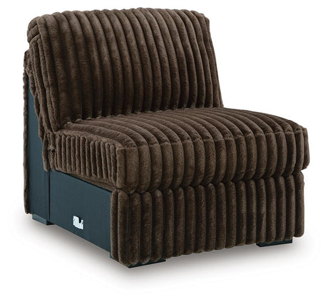 Midnight-Madness Chocolate 3-Piece Sectional, Oversized Chair and Ottoman from Ashley - Luna Furniture