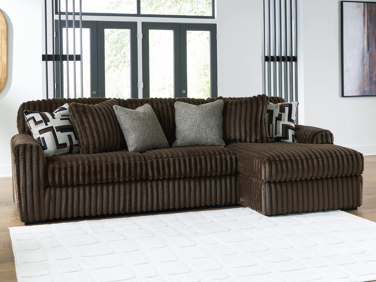 Midnight-Madness Chocolate 2-Piece RAF Sectional Sofa from Ashley Furniture - Luna Furniture