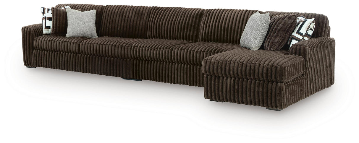 Midnight-Madness Chocolate 3-Piece Sectional with Chaise from Ashley Furniture - Luna Furniture