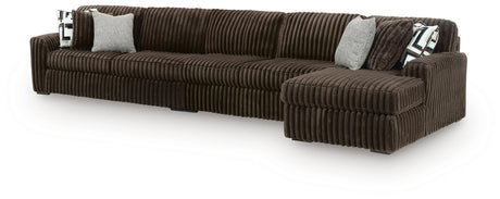 Midnight-Madness Chocolate 3-Piece Sectional with Chaise from Ashley Furniture - Luna Furniture