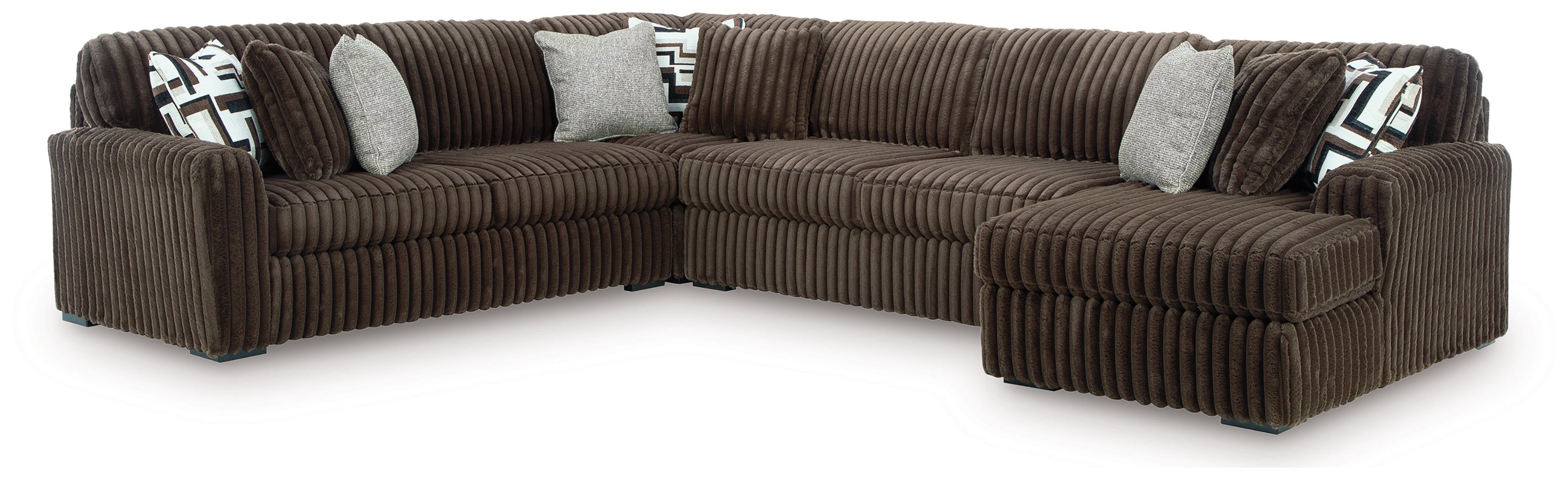 アングラ レア RUGGEDNESS MADDDRAMA HIPHOP KOCO Midnight-Madness Chocolate 4-Piece RAF Chaise Sectional – Luna