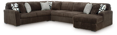 Midnight-Madness Chocolate 4-Piece RAF Chaise Sectional from Ashley - Luna Furniture