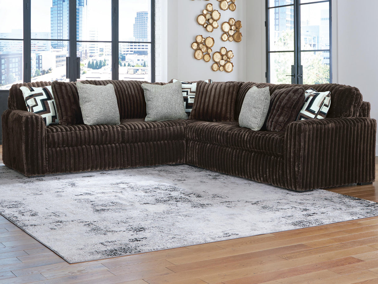 Midnight-Madness Chocolate 3-Piece Sectional from Ashley Furniture - Luna Furniture