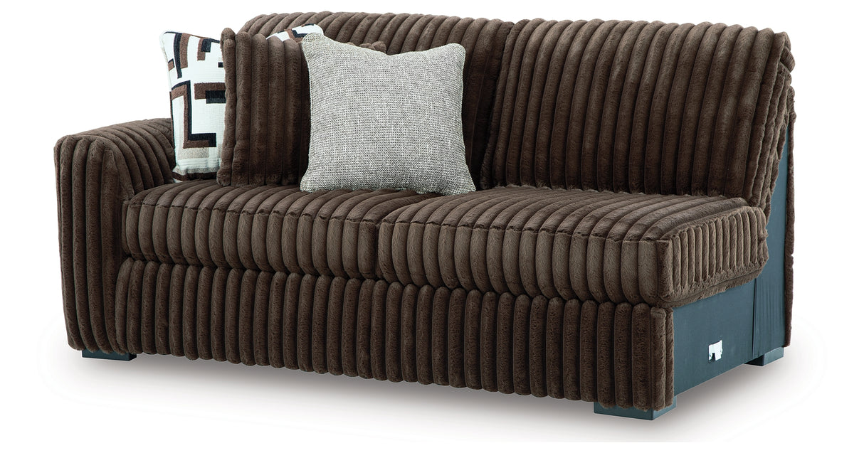 Midnight Madness Chocolate 2-Piece Sectional and Ottoman from Ashley Furniture - Luna Furniture