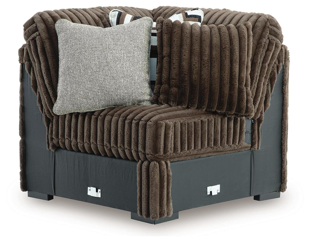 Midnight-Madness Dark Brown 4-Piece Sectional with Chaise, Oversized Chair and Ottoman from Ashley Furniture - Luna Furniture