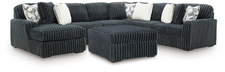 Midnight-Madness Gunmetal 4-Piece Sectional and Ottoman from Ashley - Luna Furniture