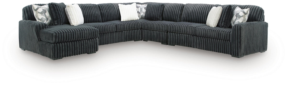 Midnight-Madness Gunmetal 5-Piece Sectional with Chaise from Ashley - Luna Furniture