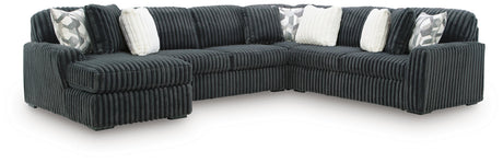 Midnight-Madness Gunmetal 4-Piece Sectional and Ottoman from Ashley - Luna Furniture