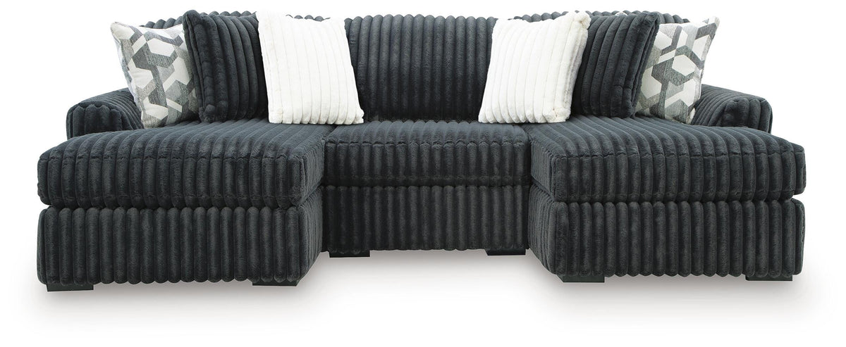 Midnight-Madness Gunmetal 3-Piece Double Chaise Sectional from Ashley - Luna Furniture