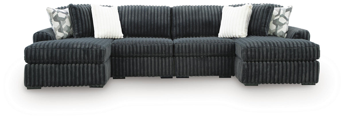 Midnight-Madness Gunmetal 4-Piece Double Chaise Sectional from Ashley - Luna Furniture