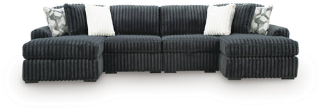 Midnight-Madness Gunmetal 4-Piece Double Chaise Sectional from Ashley - Luna Furniture