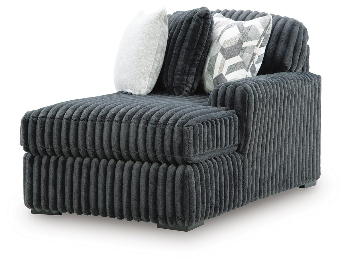 Midnight-Madness Gunmetal 3-Piece Sectional with Chaise from Ashley Furniture - Luna Furniture