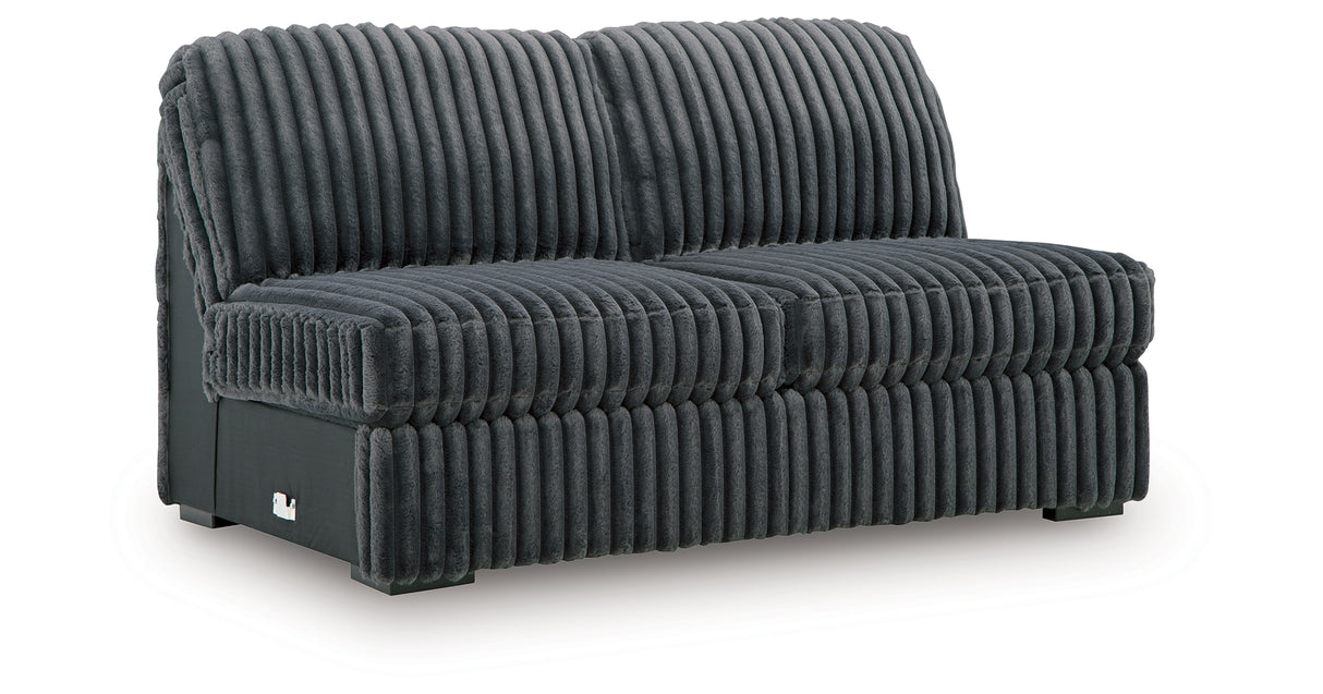 Midnight-Madness Gunmetal Armless Loveseat from Ashley Furniture - Luna Furniture