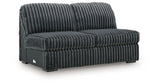 Midnight-Madness Gunmetal Armless Loveseat from Ashley Furniture - Luna Furniture