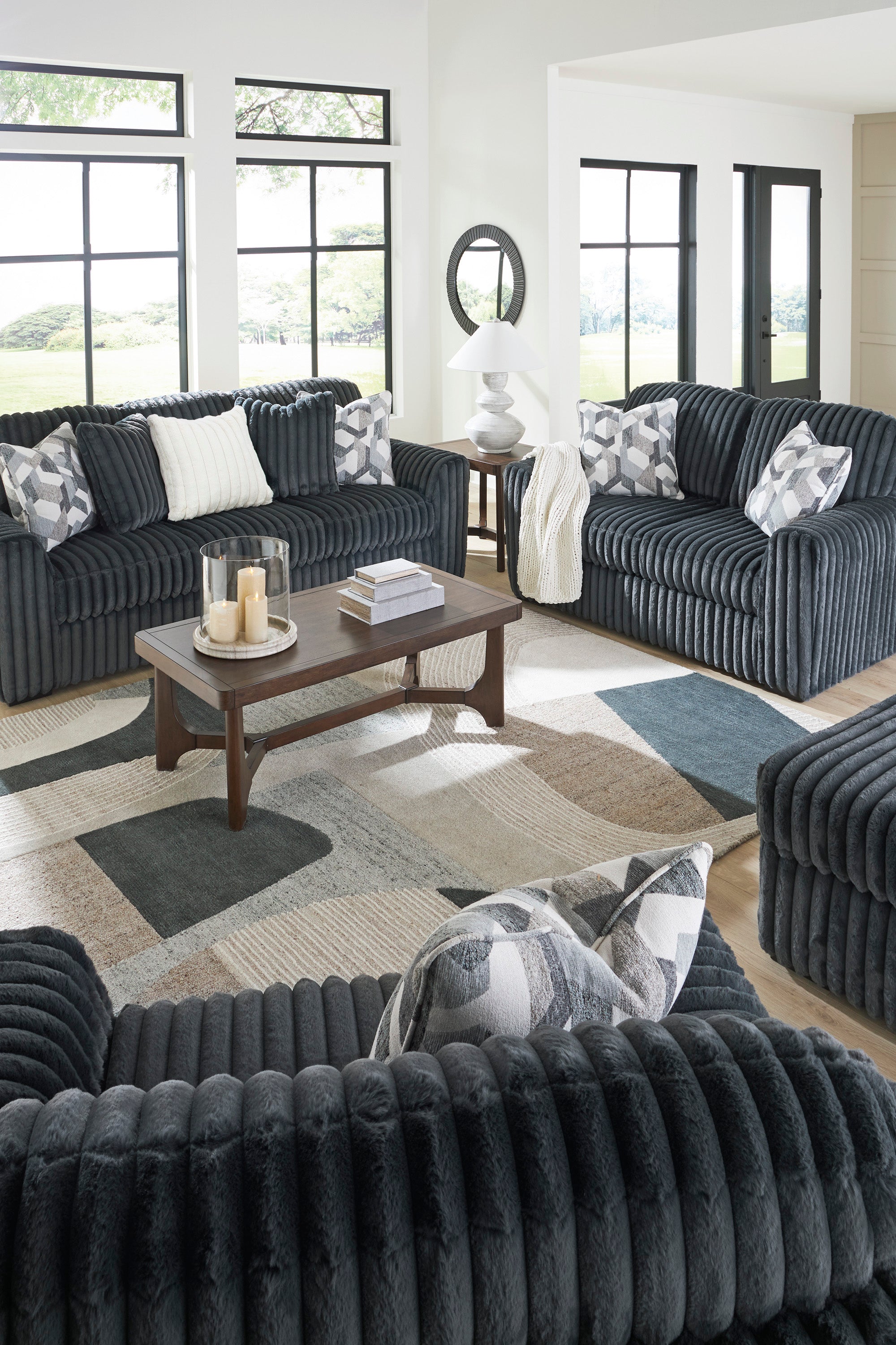 Ashley Midnight-Madness Gunmetal Living Room Set – Luna Furniture