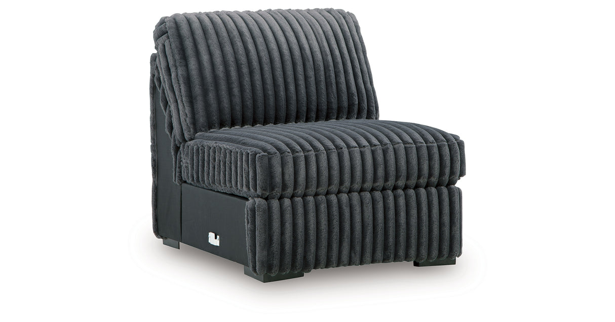 Midnight-Madness Gunmetal Armless Chair from Ashley - Luna Furniture