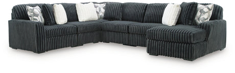 Midnight-Madness Gunmetal 6-Piece Sectional with Chaise from Ashley - Luna Furniture