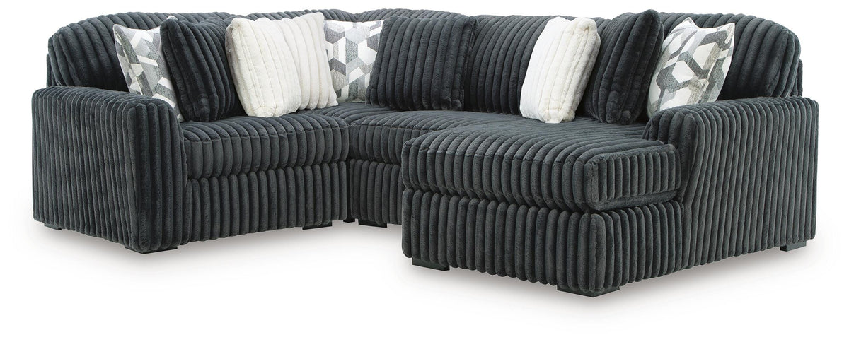 Midnight-Madness Gunmetal 4-Piece Sectional with Chaise from Ashley - Luna Furniture