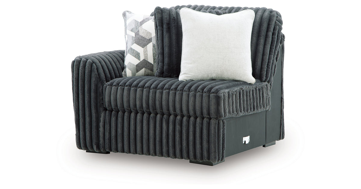 Midnight-Madness Gunmetal Left-Arm Facing Corner Chair from Ashley - Luna Furniture