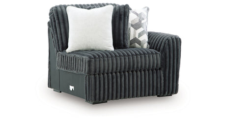 Midnight-Madness Gunmetal Right-Arm Facing Corner Chair from Ashley Furniture - Luna Furniture
