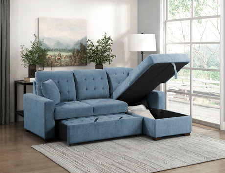 Waitsfield Gray 2-Piece Sectional with Right Chaise, Pull-out Bed and Hidden Storage from Homelegance - Luna Furniture