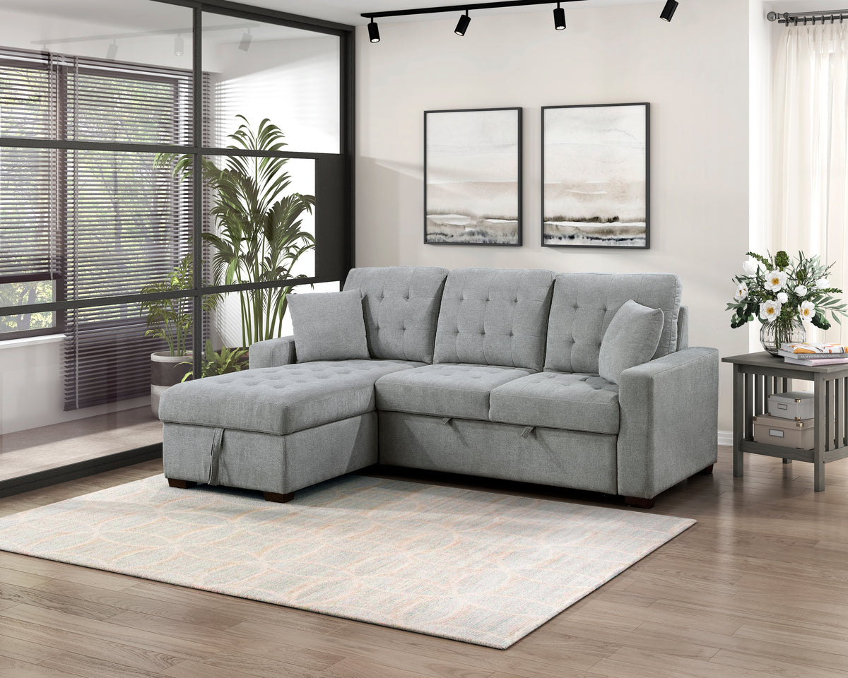 Waitsfield Sand 2-Piece Sectional with Left Chaise, Pull-out Bed and Hidden Storage from Homelegance - Luna Furniture